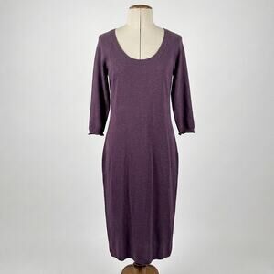 Peruvian Connection Purple Pima Cotton Midi Dress Sz M Quiet Luxury Minimalist